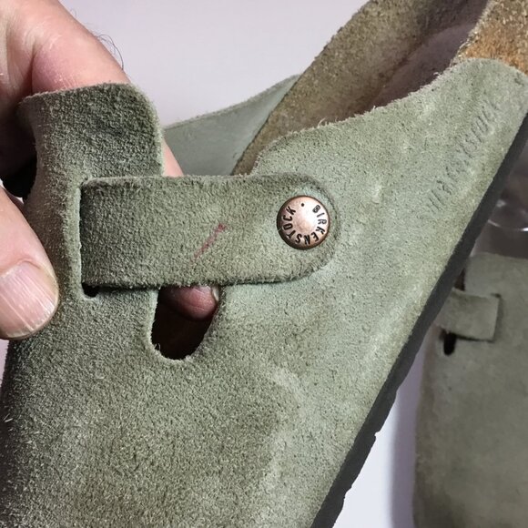 Birkenstock Boston Soft Footbed Clog Velvety Suede Leather Taupe Men's Size 11 - Picture 6 of 10